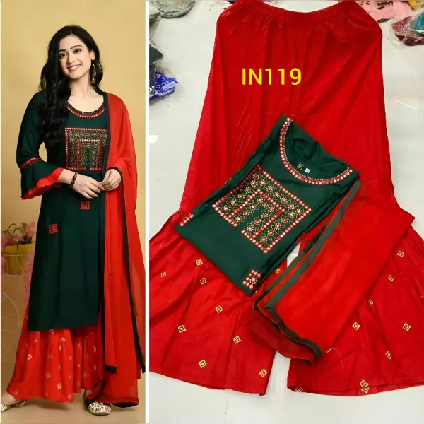 Three Piece stitched Gharara Readymade Dress For Women IN119