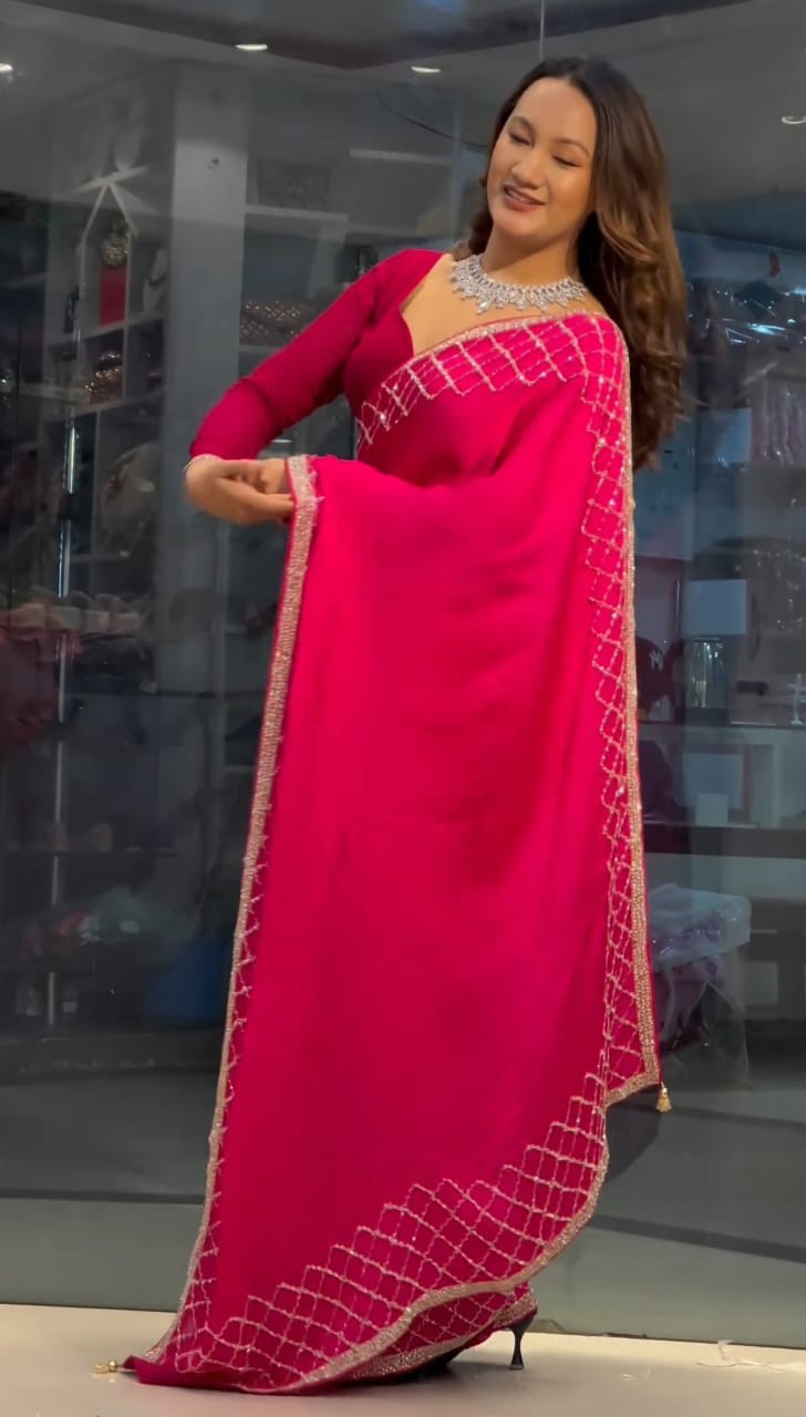 Georgette High Quality Embroidery Stylish Sharee (AZ-06)