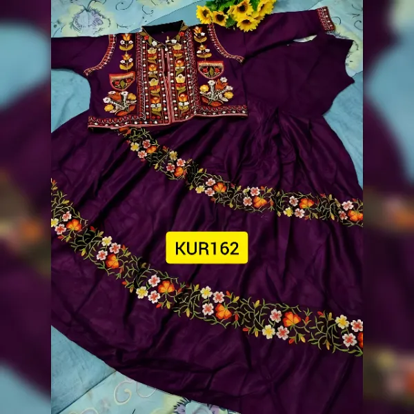 Embroidered Linen Koti Kurti Set KUR162