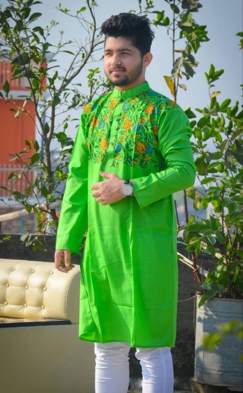 Fashionable Block Printed Dhupian Silk Panjabi ( PAN516 )