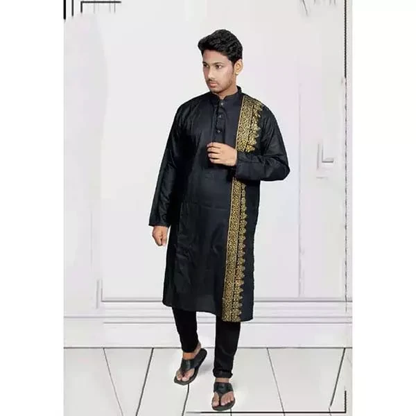 Fashionable Block Printed Dhupian Silk Panjabi ( PAN523 )