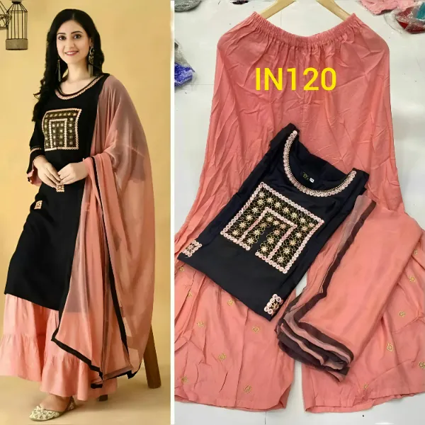 Three Piece stitched Gharara Readymade Dress For Women IN120