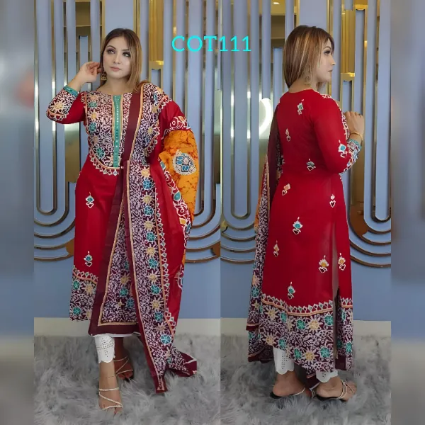 Afsan Printed Cotton Kameez Set COT111