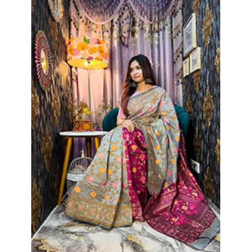 Half Silk Screen Print Saree