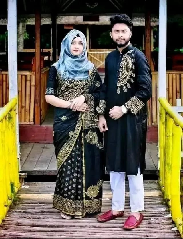 Block Printed Dhupian Silk Couple Set (  NEW239 )
