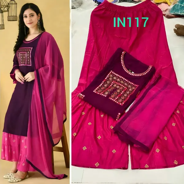 Three Piece stitched Gharara Readymade Dress For Women IN117
