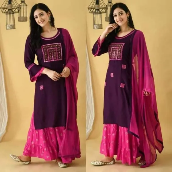 Three Piece stitched Gharara Readymade Dress For Women IN119