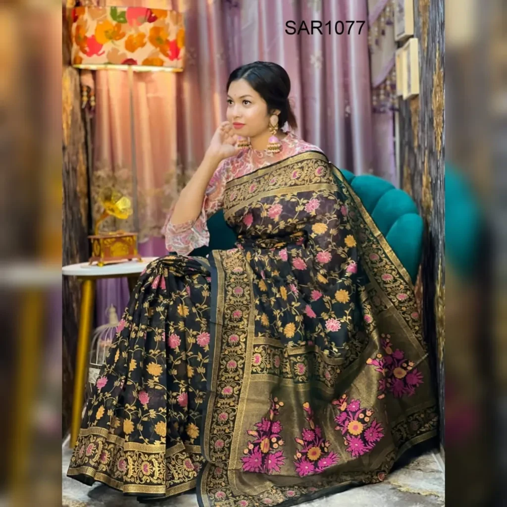 Fashionable Skin Printed Half Silk Saree ( SPK257 )