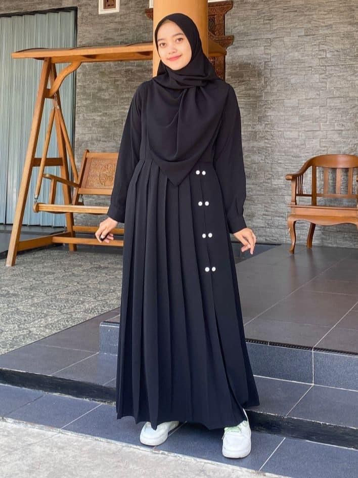 Button Pleat Abaya Borkha