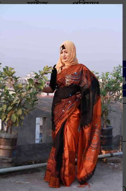 Block Printed Dhupian Silk Saree SAR72