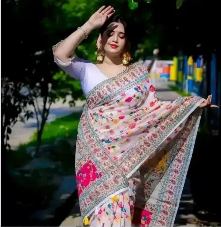 Fashionable Skin Printed Half Silk Saree ( SPK257 )