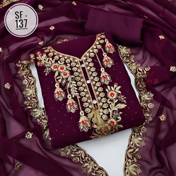 Embroidered Georgette Kameez Set SF137