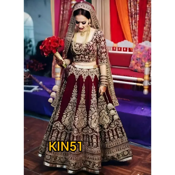 Semi-Stitched Georgette Embroidery Work Lehenga For Women KIN51