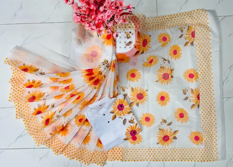 Block Printed Dhupian Silk Couple Set (  NEW260 )