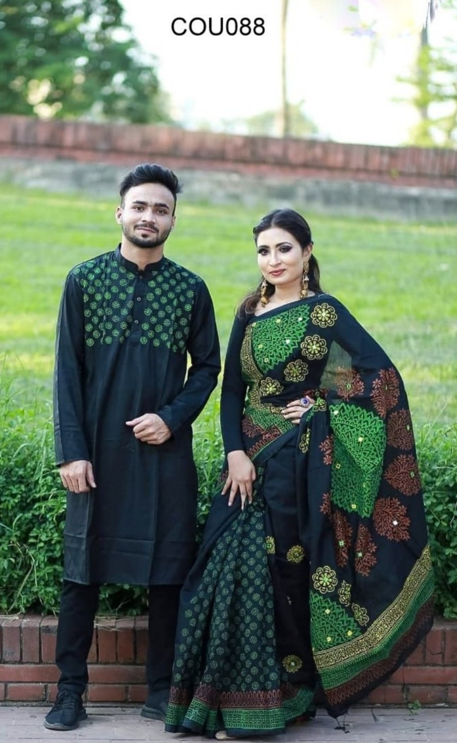 Block Printed Dhupian Silk Couple Set (  NEW239 )