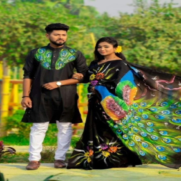 Block Printed Dhupian Silk Couple Set (  NEW239 )