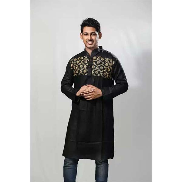Fashionable Block Printed Dhupian Silk Panjabi ( PAN525 )