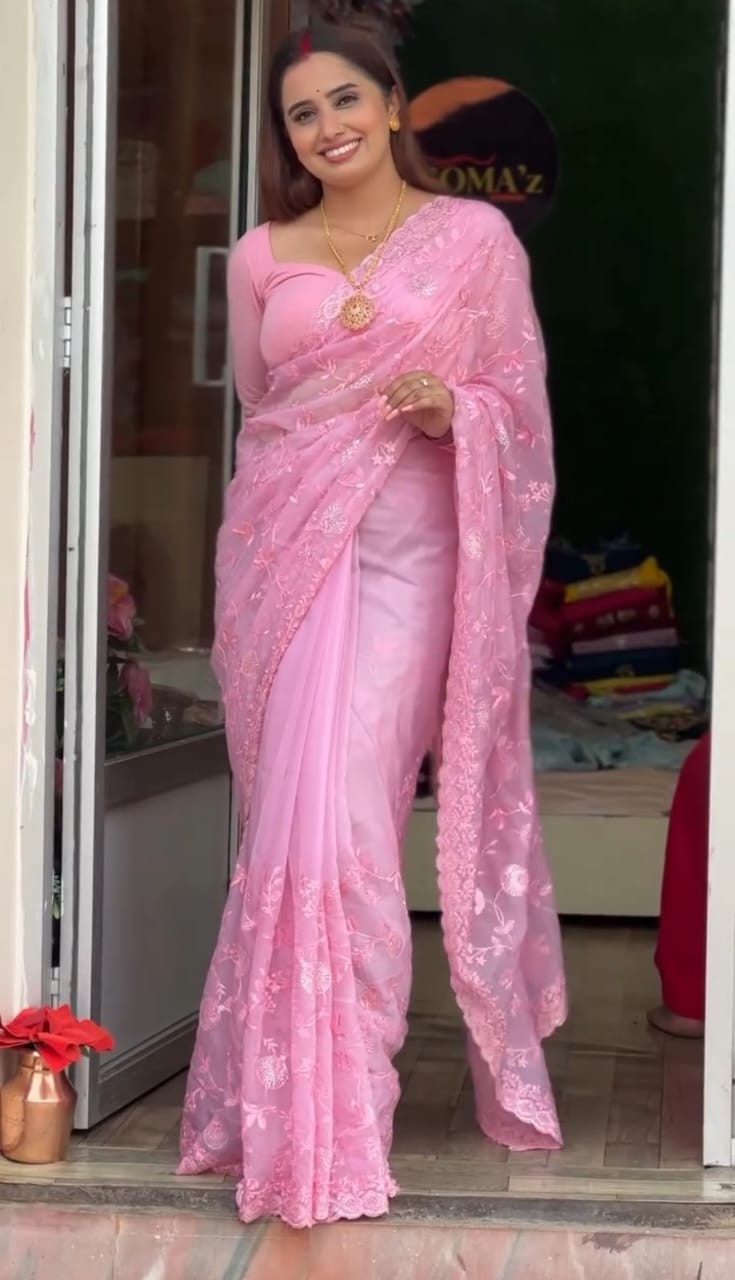 Georgette High Quality Embroidery Stylish Sharee (AZ-2)