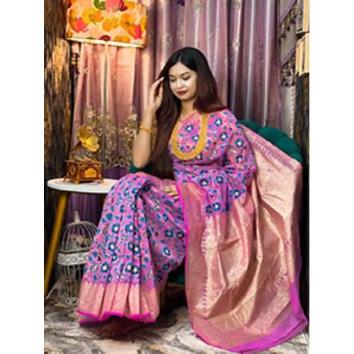 Half Silk Screen Print Saree