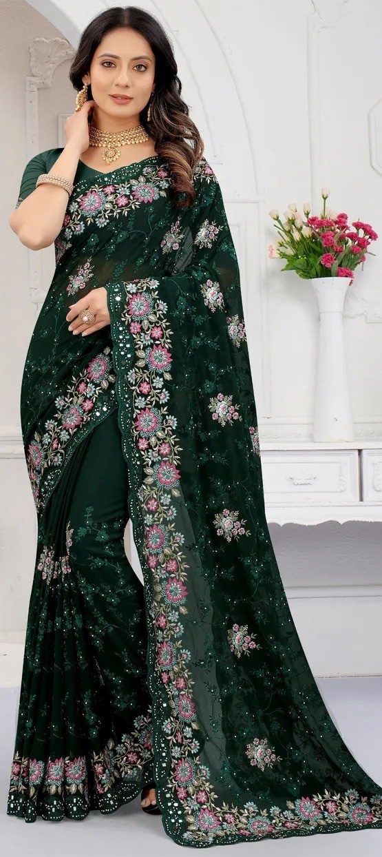 Georgette High Quality Embroidery Sharee ..(S-15)