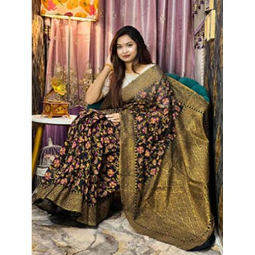 Half Silk Screen Print Saree SAR720